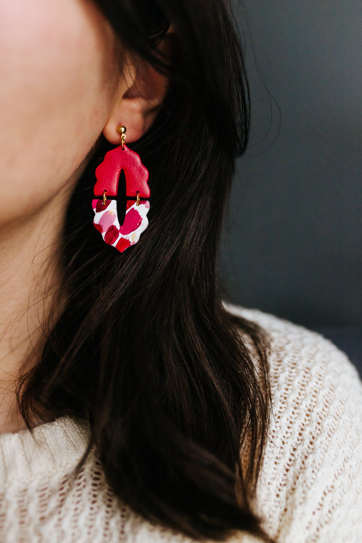 Painted Hot Pink | Handmade Polymer Clay Earrings