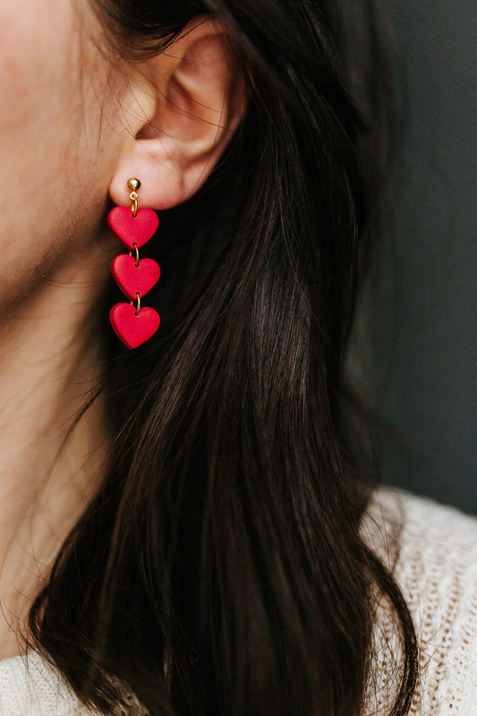 Heart Dangles | Handmade Polymer Clay Earrings